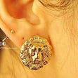 Load image into Gallery viewer, Gold Animal Lion Head earrings
