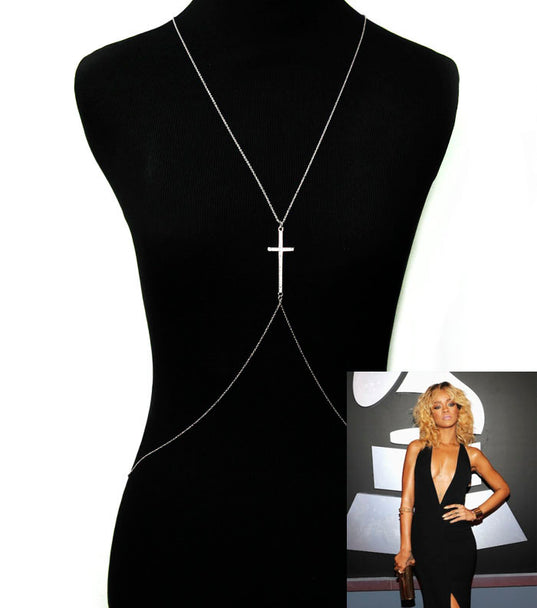 'Rihanna' Crystal Cross  Body Chain