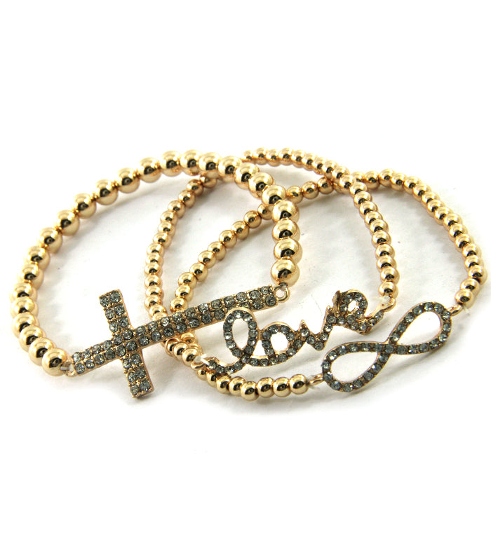 ArmCandy  Crystal Cross LOVE Bracelets Set