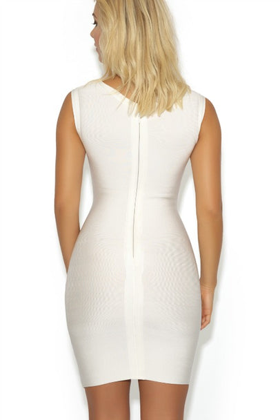 'Jenny' Chain-Link white bandage dress.