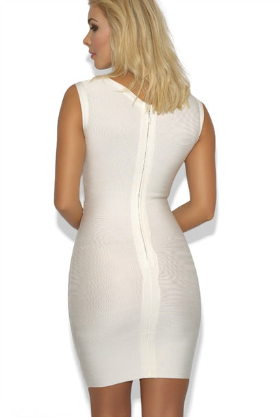 'Jenny' Chain-Link white bandage dress.